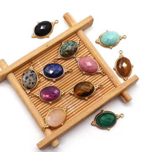 Gemstone Pendantifs en laiton, avec Pierre naturelle, Placage de couleur d'or, DIY, plus de couleurs à choisir Vendu par PC