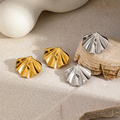 Boucle en acier inoxydable, Acier inoxydable 304, feuille, Placage, bijoux de mode & pour femme, plus de couleurs à choisir, Vendu par paire