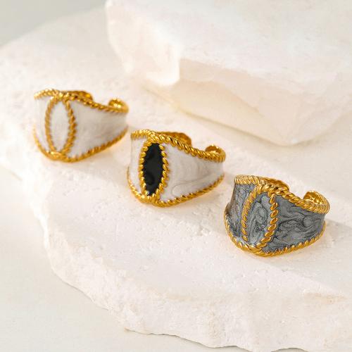 Émail Bague en Acier inoxydable , Acier inoxydable 304, Plaqué d'or, bijoux de mode & pour femme & émail, plus de couleurs à choisir, Vendu par PC