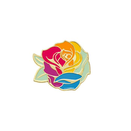 Broche émail, alliage de zinc, Rose, Placage, unisexe, doré, Vendu par PC