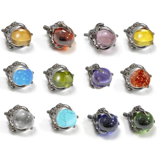 304 Stainless Steel Externally Threaded Jewelry Findings, Claw, polished, DIY & Unisex & with cubic zirconia 3mm 