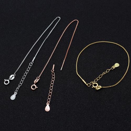 Argent sterling 925 Chaîne de Bracelet, avec 1.6inch chaînes de rallonge, unisexe & chaîne de boîte, plus de couleurs à choisir Environ 6.3 pouce, Vendu par PC