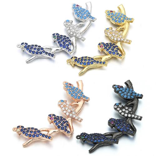 Strass Messing Anhänger, Vogel, plattiert, DIY & mit Strass, keine, 34x17mm, Bohrung:ca. 0.2mm, verkauft von PC