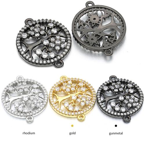 Цирконий Микро вымощает Латунный разъем, Латунь, Древо жизни, Другое покрытие, DIY & инкрустированное микро кубического циркония, Много цветов для выбора отверстие:Приблизительно 1.5mm, продается PC