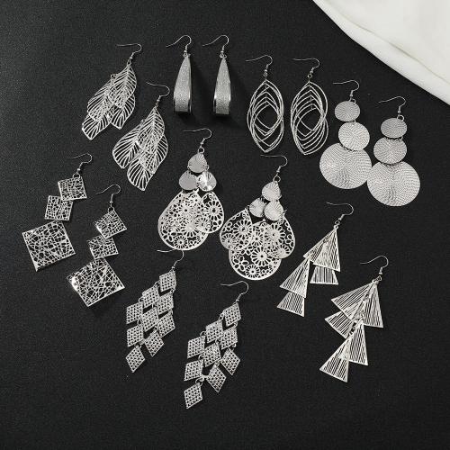 alliage de zinc Boucle d'oreille goutte, Placage de couleur platine, styles différents pour le choix & pour femme & creux, earring length 100-120mm, Vendu par paire