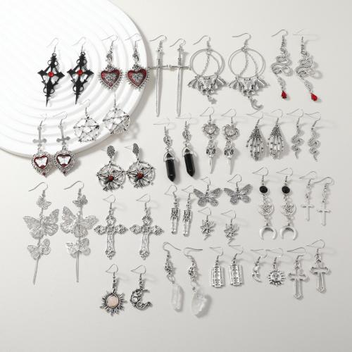 alliage de zinc Boucle d'oreille goutte, Placage, Halloween Design & Vintage & unisexe & styles différents pour le choix & avec strass, earring length 50-70mm, Vendu par paire