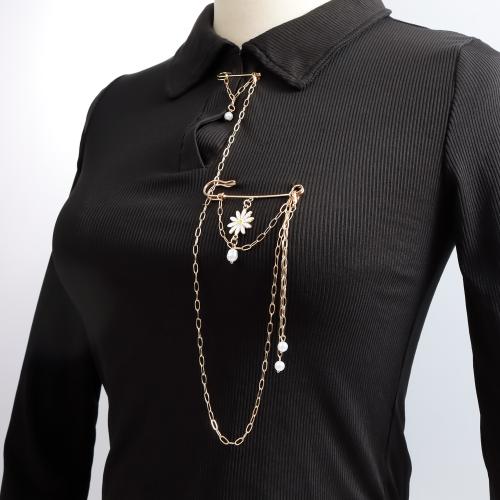 Broche émail, alliage de zinc, avec Plastique ABS perle, Placage de couleur d'or, bijoux de mode, Or, Vendu par PC