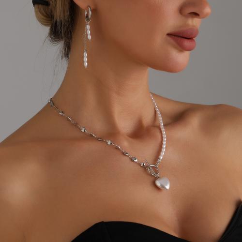 Conjuntos de joya de aleación de cinc de moda, aleación de zinc, pendiente & collar, con Perlas de plástico ABS, chapado en color dorado, Joyería, más colores para la opción, Vendido por UD