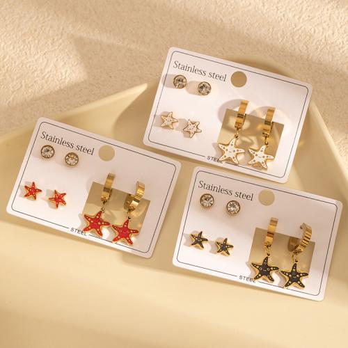 Boucles d'oreilles en acier titane, Boucle d’oreille stud & boucle d'oreille, Placage de couleur d'or, bijoux de mode & pavé de micro zircon & émail, plus de couleurs à choisir, Vendu par fixé