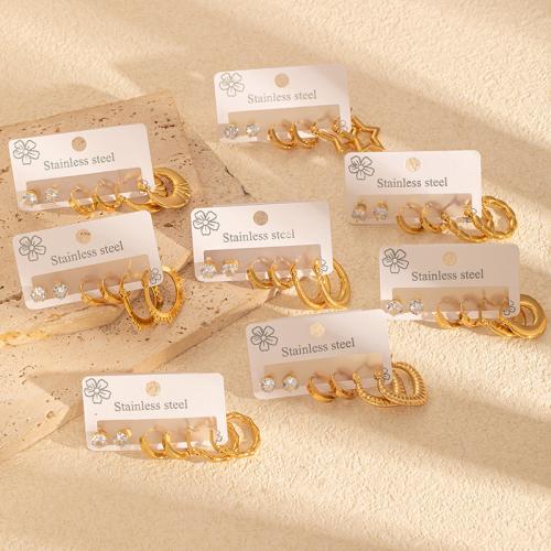 Boucles d'oreilles en acier titane, Boucle d’oreille stud & boucle d'oreille, Placage de couleur d'or, bijoux de mode & pavé de micro zircon, plus de couleurs à choisir, Vendu par PC
