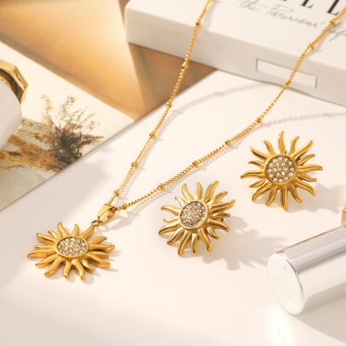 Joyería de acero inoxidable de diamantes de imitación, acero inoxidable 304, chapado, diferentes estilos para la opción & para mujer & con diamantes de imitación, dorado, Vendido por UD