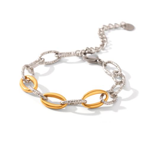 Bracelets en acier inoxydable, Acier inoxydable 304, Placage, bijoux de mode & pour femme & deux tons, Vendu par PC