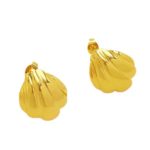 Boucle en acier inoxydable, Acier inoxydable 304, coquille, Placage, bijoux de mode & pour femme, doré, Vendu par paire