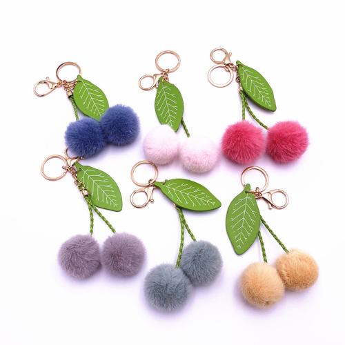 Fur Plush Key Chain, Zinc Alloy, with Polyester & PU Leather, multifunctional & Unisex 170mm 