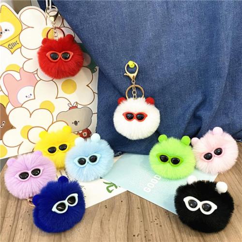 Fur Plush Key Chain, Zinc Alloy, with Polyester & Resin, multifunctional & Unisex 130mm 