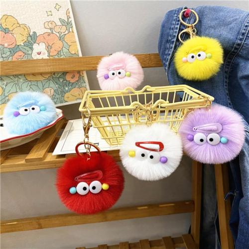 Fur Plush Key Chain, Zinc Alloy, with Polyester & Resin, multifunctional & Unisex 