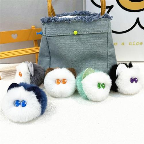 Fur Plush Key Chain, Zinc Alloy, with Polyester & Resin, multifunctional & Unisex 
