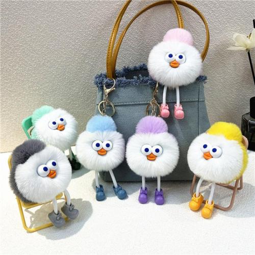 Fur Plush Key Chain, Zinc Alloy, with Polyester & Resin, multifunctional & Unisex 