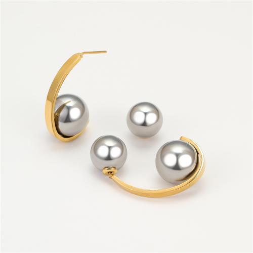 Boucle en acier inoxydable, Acier inoxydable 304, Placage, bijoux de mode & pour femme & deux tons, Vendu par paire