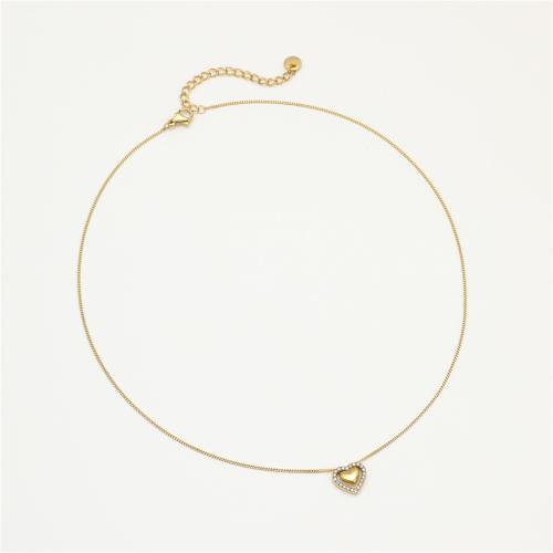 Zirkonia Edelstahl Halskette, 304 Edelstahl, plattiert, Micro pave Zirkonia & für Frau & hohl, keine, verkauft von PC