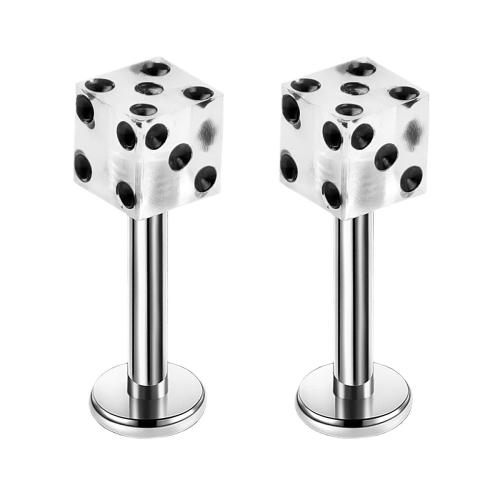 Bijoux de piercing d'oreille en acier inoxydable, acier inoxydable 316L, avec Acrylique, Placage de couleur argentée, bijoux de mode, couleurs mélangées, Vendu par PC