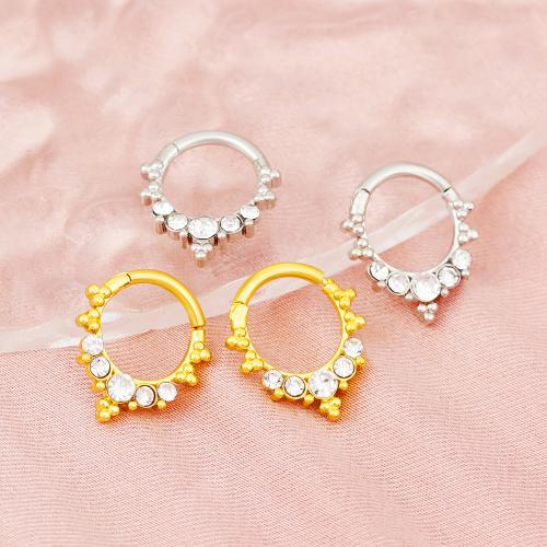 Brass Nose Piercing Jewelry, plated, fashion jewelry & with rhinestone 