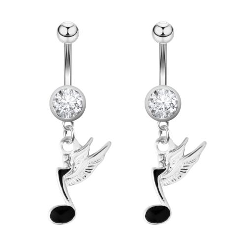 Stainless Steel Belly Ring, 304 Stainless Steel, plated, fashion jewelry & enamel & with rhinestone, mixed colors 