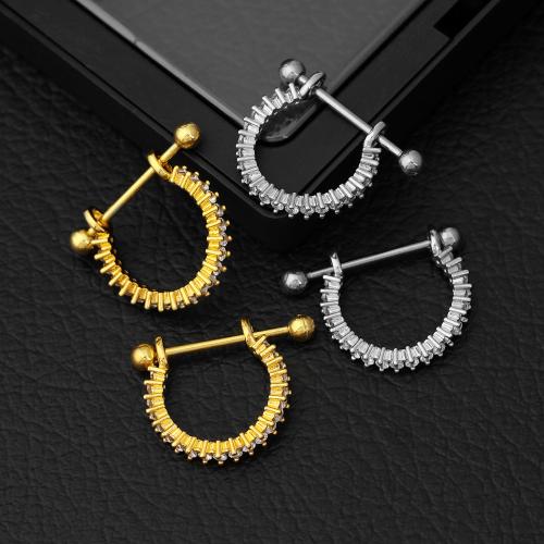 Stainless Steel Belly Ring, 304 Stainless Steel, with Brass, plated, fashion jewelry & micro pave cubic zirconia 