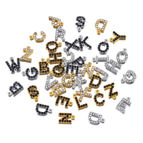 Pendentif de lettre en acier inoxydable, Acier inoxydable 304, Lettre d’alphabet, Placage, DIY & avec strass, plus de couleurs à choisir, Vendu par sac