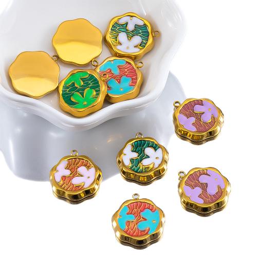 Emaille Edelstahl Anhänger, 304 Edelstahl, plattiert, DIY, keine, 17x19mm, 10PCs/Tasche, verkauft von Tasche