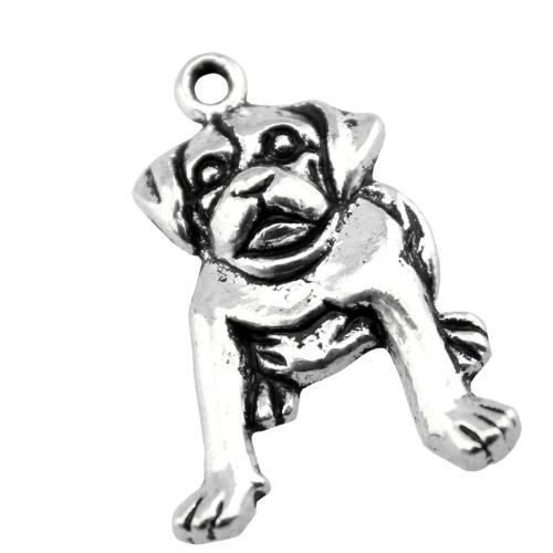 Zinc Alloy Animal Pendants, Dog, plated, DIY, antique silver color 