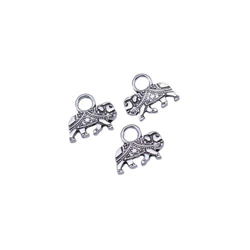 Zinc Alloy Animal Pendants, Elephant, plated, DIY, antique silver color 