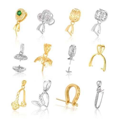 Sterlingsilber Kneifen Schlaufe, 925er Sterling Silber, DIY & verschiedene Stile für Wahl, verkauft von PC[