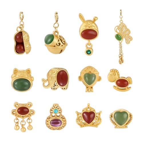 Sterling Silber Anhänger, 925er Sterling Silber, mit Edelstein, DIY & verschiedene Stile für Wahl, verkauft von PC