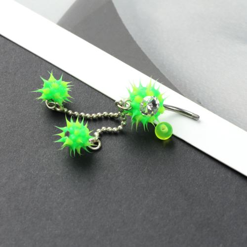 Stainless Steel Belly Ring, 304 Stainless Steel, plated, fashion jewelry & with rhinestone 