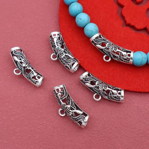 alliage de zinc perles tube incurvé, Placage de couleur argentée, DIY Vendu par sac