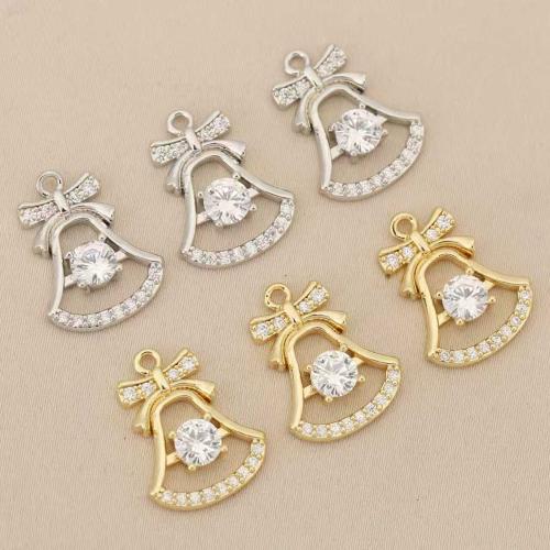 Strass Messing Anhänger, Weihnachtsglocke, plattiert, DIY & mit Strass, keine, 10PCs/Tasche, verkauft von Tasche