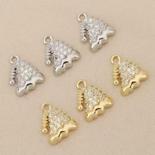 Strass Messing Anhänger, Weihnachtsmütze, plattiert, DIY & mit Strass, keine, 10PCs/Tasche, verkauft von Tasche