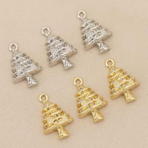 Strass Messing Anhänger, Weihnachtsbaum, plattiert, DIY & mit Strass, keine, 10PCs/Tasche, verkauft von Tasche