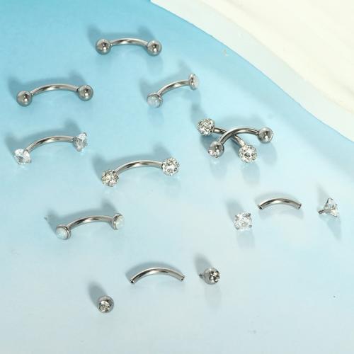 Stainless Steel Belly Ring, 304 Stainless Steel, plated, Dual Tip & fashion jewelry & micro pave cubic zirconia 