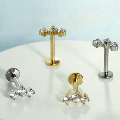 titane Goujons perforés pour les lèvres, Placage, bijoux de mode & pavé de micro zircon, plus de couleurs à choisir, Vendu par PC