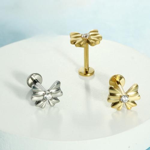 titane Goujons perforés pour les lèvres, Placage, bijoux de mode & avec strass, plus de couleurs à choisir, Vendu par PC