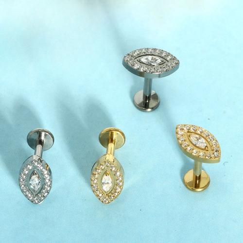 titane Goujons perforés pour les lèvres, Placage, bijoux de mode & pavé de micro zircon, plus de couleurs à choisir, Vendu par PC