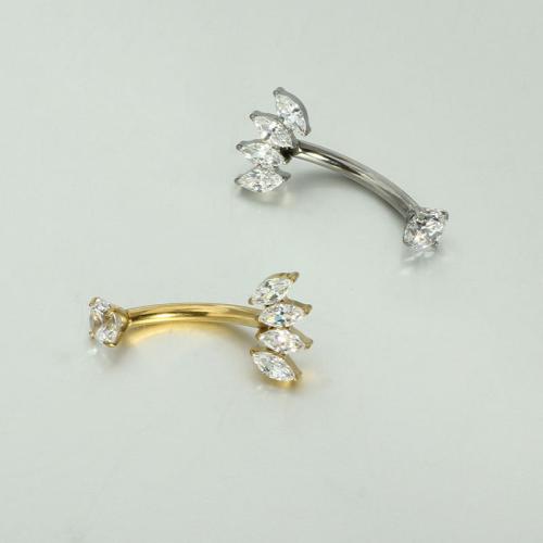 Belly Ring Jewelry, Titanium, plated, fashion jewelry & micro pave cubic zirconia 