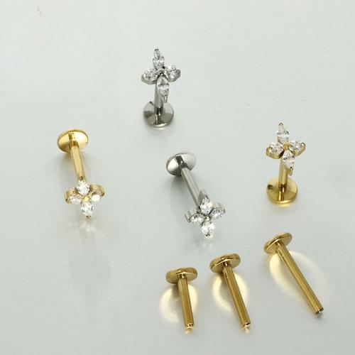titane Goujons perforés pour les lèvres, Placage, bijoux de mode & pavé de micro zircon, plus de couleurs à choisir, Vendu par PC
