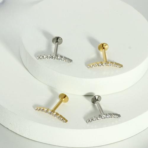 titane Goujons perforés pour les lèvres, Placage, bijoux de mode & pavé de micro zircon, plus de couleurs à choisir, Vendu par PC