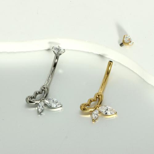 Belly Ring Jewelry, Titanium, plated, fashion jewelry & micro pave cubic zirconia 