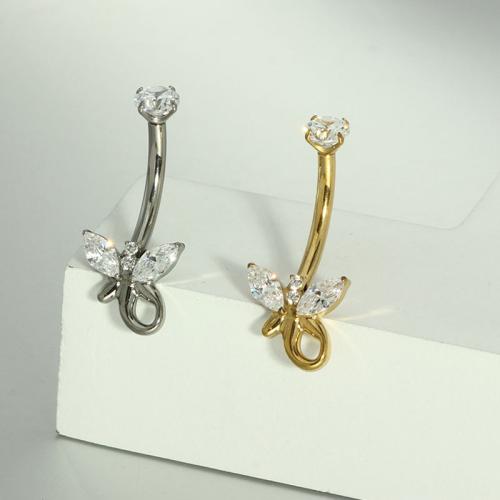 Belly Ring Jewelry, Titanium, Insect, plated, fashion jewelry & micro pave cubic zirconia 