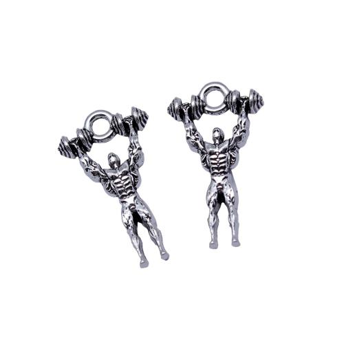 Colgantes de Aleación de Zinc en Forma Personaje, Hombre musculoso, chapado, Bricolaje, 10PCs/Bolsa, Vendido por Bolsa