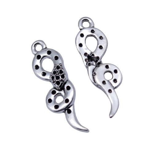 Zinc Alloy Animal Pendants, Snake, plated, DIY, antique silver color 